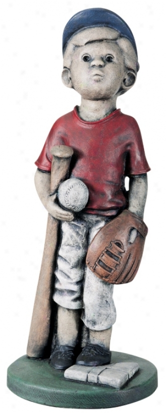 Little Boy Baseball Player Yard Decor Garden Sculpture (27124)