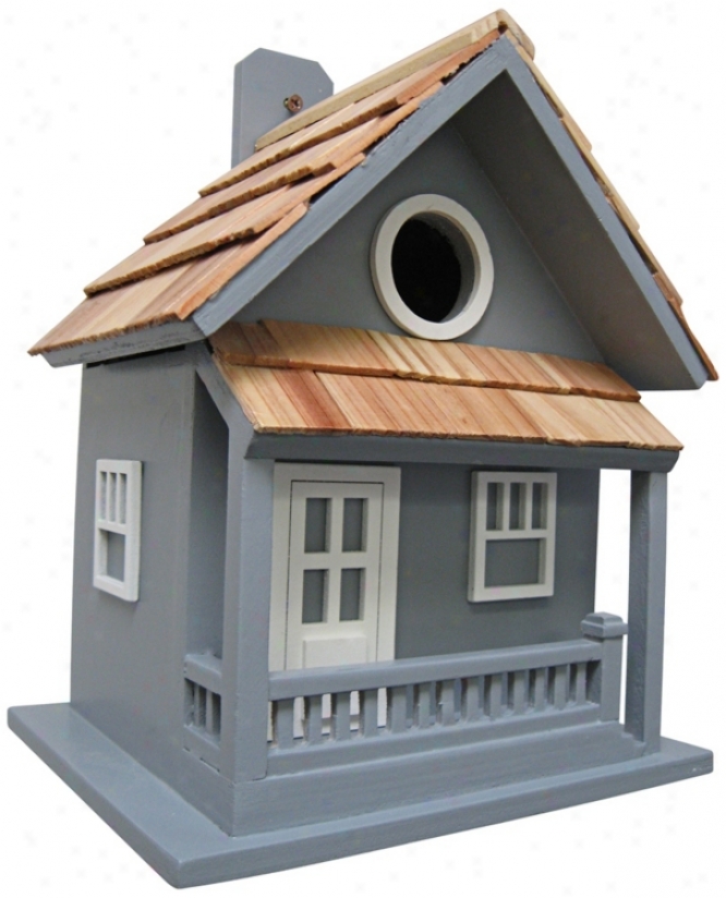 Little Cabin Hanf-painted Blue Birdhouse (t3195)