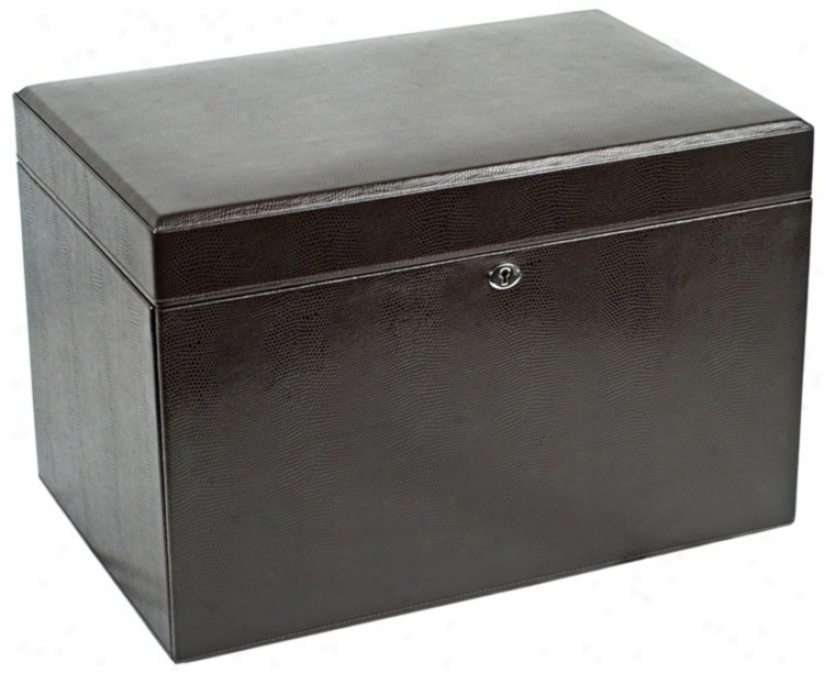 London Collection Large Cocoa Leather Jewelry Box (v5590)