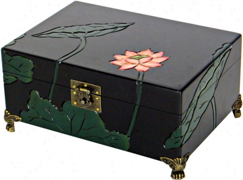 Lotus Flower Carved Decorative Box (h5513)