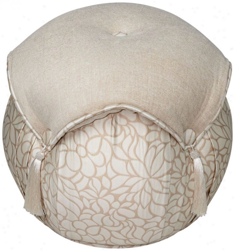 Lumina Cinnamon Tassel Round Fabric Ottoman (u0746)