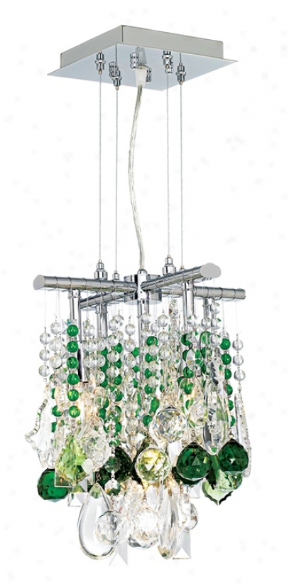 Luminous 11" Wide Green And Clear Crystal Chandelier (26970-f6172-f6172)