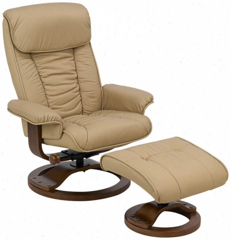 Mac Motion Cobblestone Leather Recliner And Ottoman (t6699)