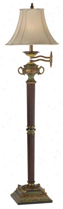Mahogany Swing Arm Floor Lamp (65416)