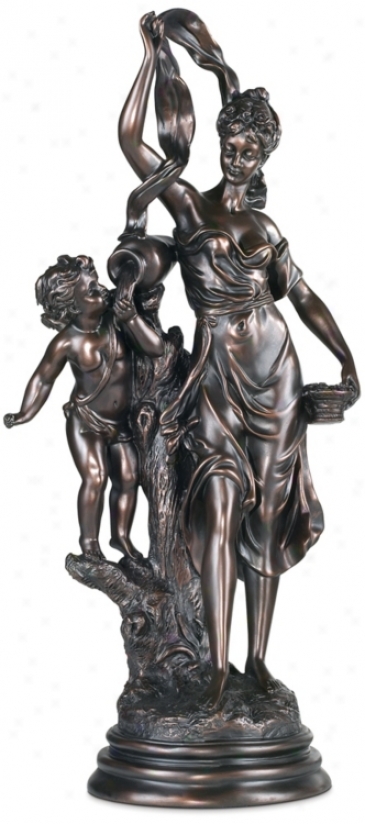 Maiden And Cupid Accent Sculpture (15200)