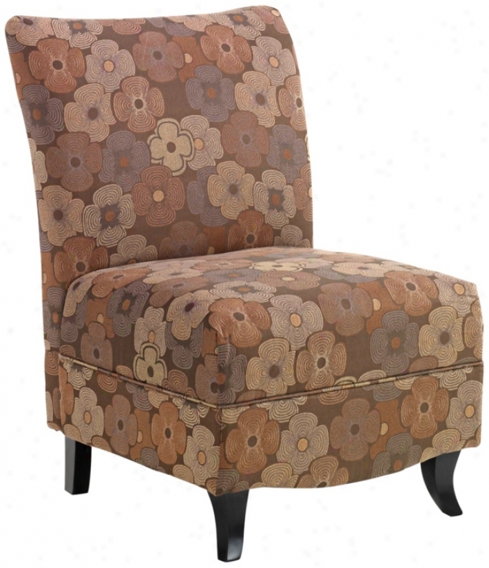 Malibu Brown Floral Armless Club Chair (t3767)