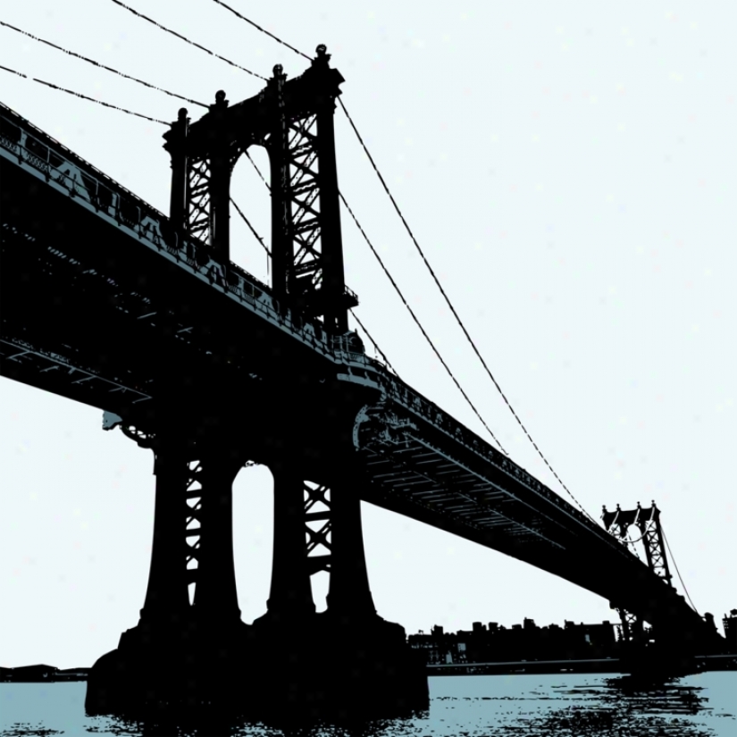 Manhattan Bridge 31" Square Black Giclee Wall Art (p3495)