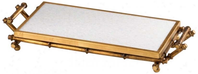 Marble And Gold Finish Bamboo Servint Tray (v1559)