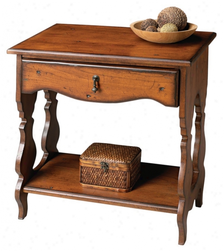 Masterpiece Collection Distressed Cherry Side Table (m4021)