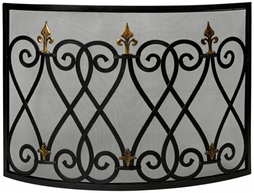 Mauresque Curved Iron Firelace Screen (w1608)