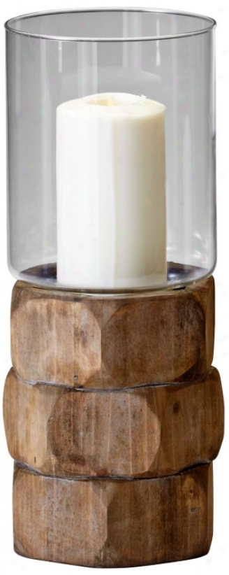 Medium Hex Nut Natural Wood Candle Holder (u7007)