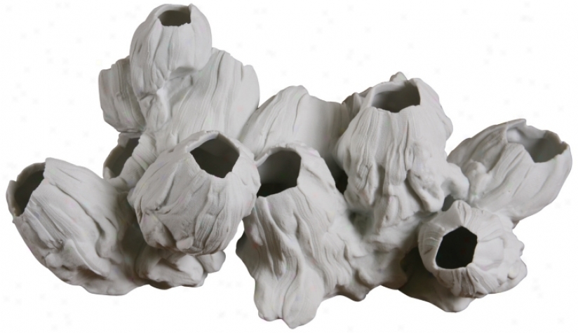 Medium White Barnacle Sculpture With Realistic Ripples (n6780)