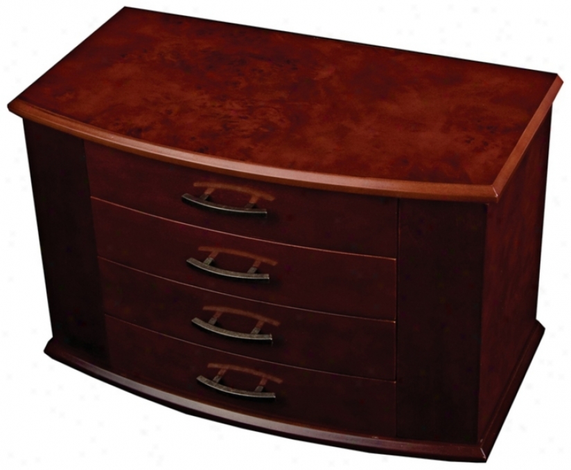 Mele & Co. Meredith Dark Burlwood Walnut Upright Jewelry Box (t1166)