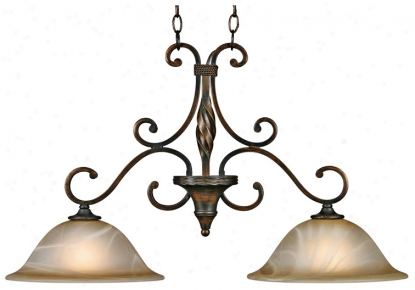 Meridian Golden Bronze 33" Wide Island Chandelier (t1526)