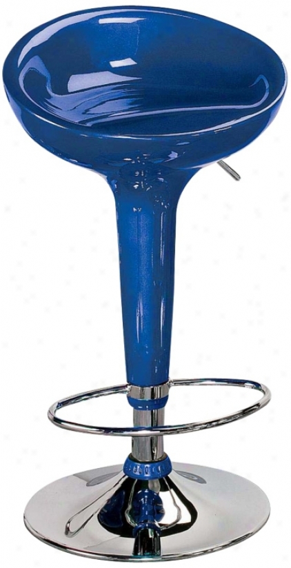 Metallic Blue Scooper Adjustable Bar Or Counter Stool (f4116)