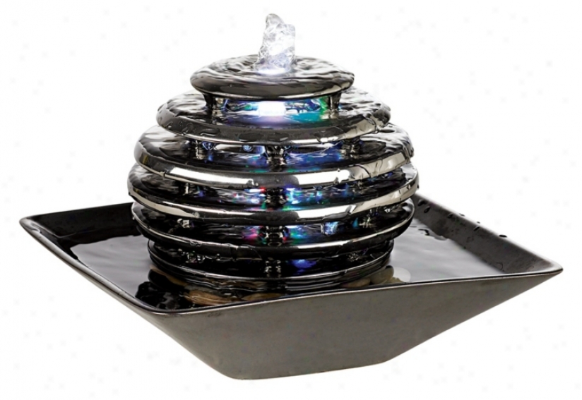 Metallic Chrome Led Light Table Fountain (57990)