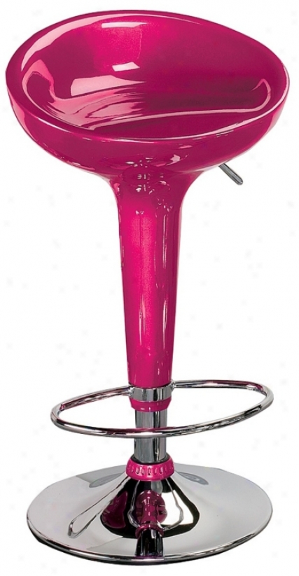 Metallic Pink Scooper Adjustable Bar Or Counter Stool (f4117)