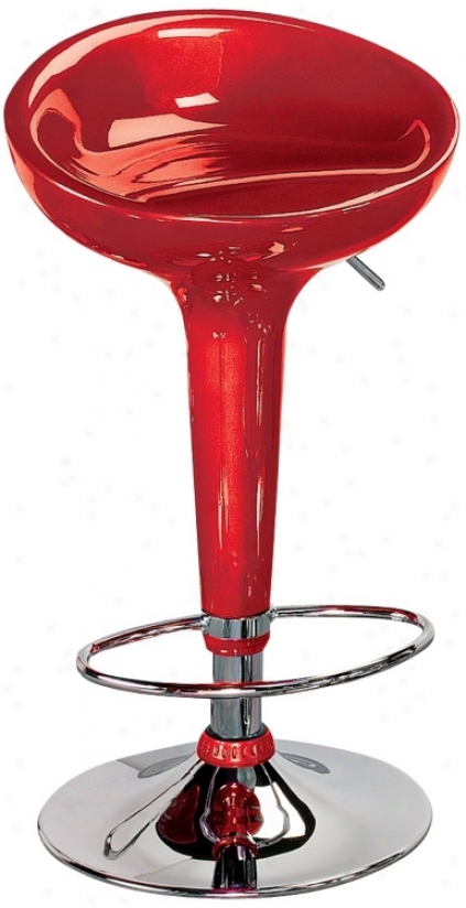 Metallic Red Scooper Adjustable Bar Or Counter Stool (f4113)