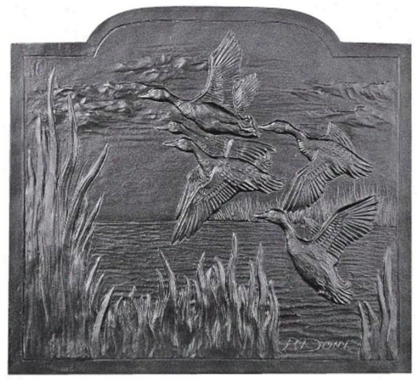 Migrating Ducks Fireplace Natural Cast Iron Fireback (u9706)