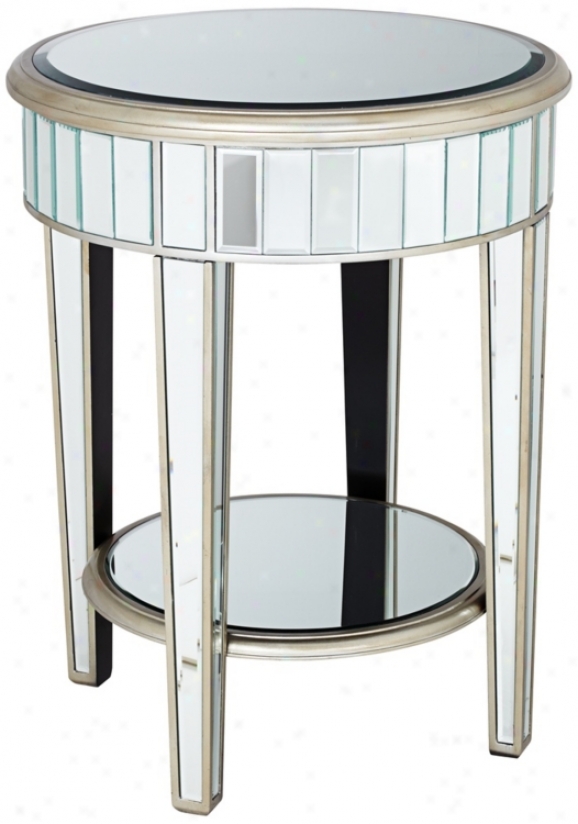 Mierored Silver And Black Round End Table (u2586)