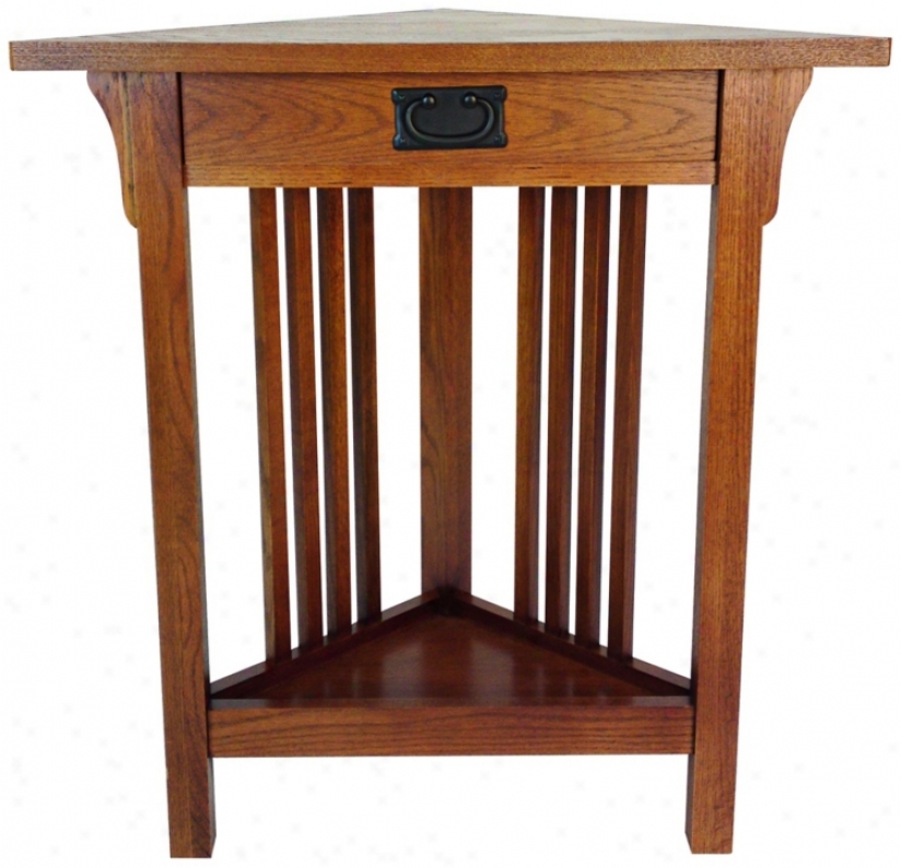 Mission Style Oak Finish Corner Table (r0970)