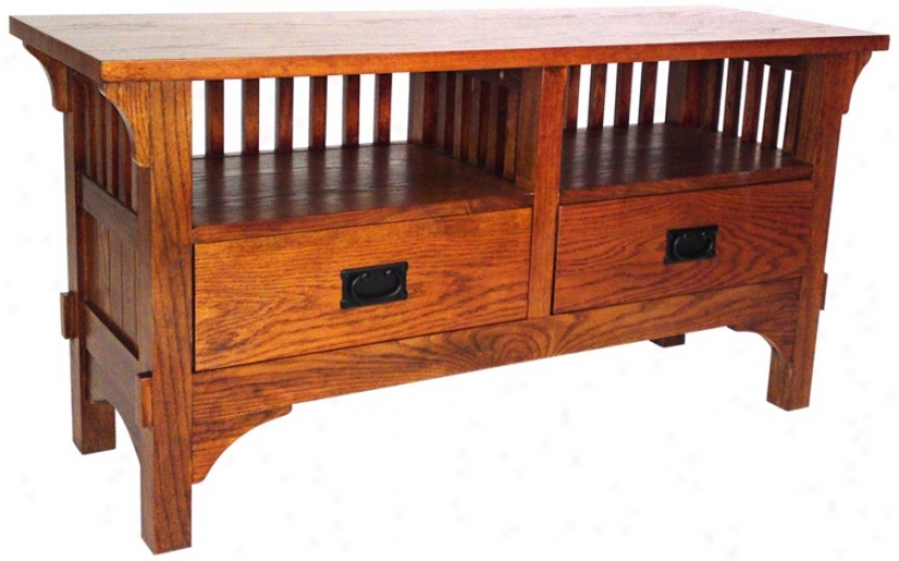 Mission Style Oak Finish Entertainment Console (r0979)