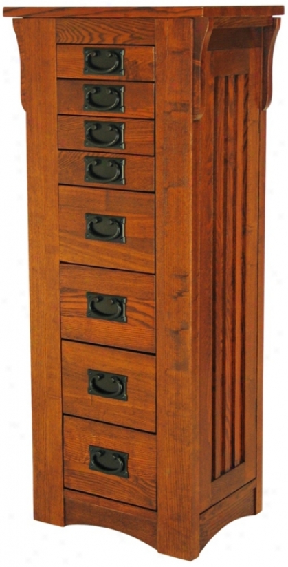 Mission Stylr Oak Finish Jewelry Chest (r0976)