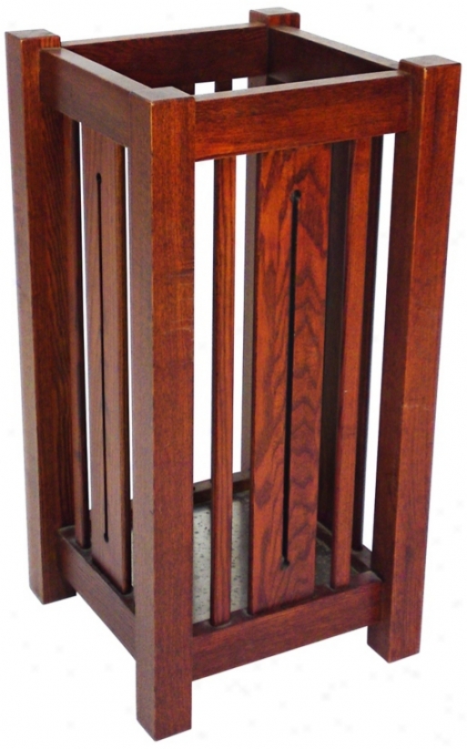 Mission Style Oak Finish Umbrella Stand (r0980)