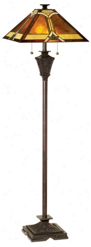 Mission Tiffany French Br0nze Floor Lamp (45573)