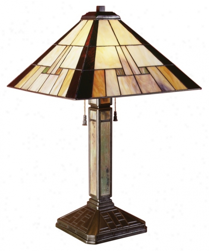 Mission Tiffany Square Sided Shade Table Lamp (20080)