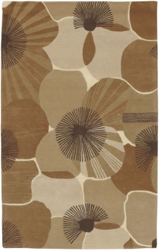 Mocha Abstract Poppies Handmade Rug (53622)