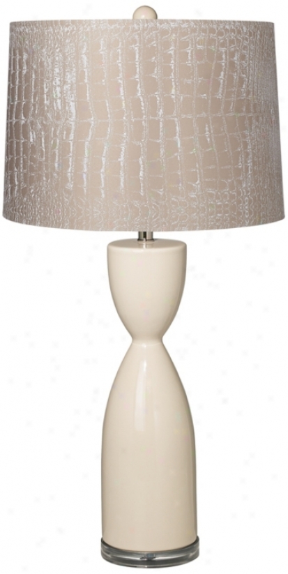 Mock Croc Shadow Eggshell Ceramic Hourglass Tsble Lamp (t5904-t6529)