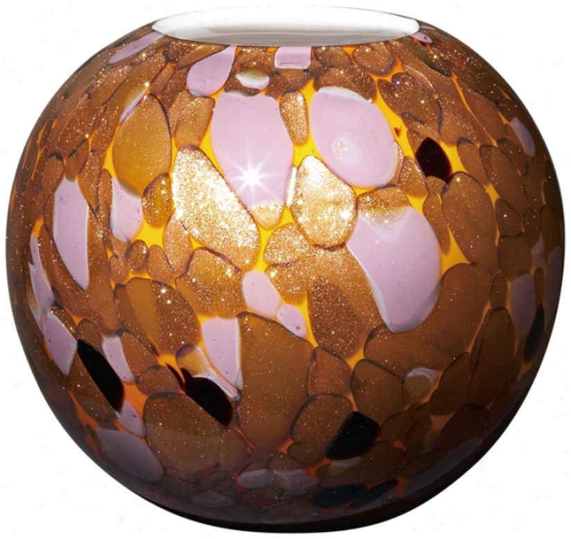 Modern Glass 7" High Copper Lavender Amber Glass Vase (t3907)