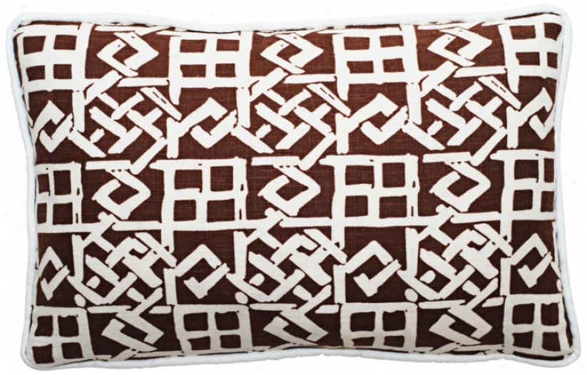 Modern Lattice Brown And White 17" Wide Lumbar Pillow (t6207)