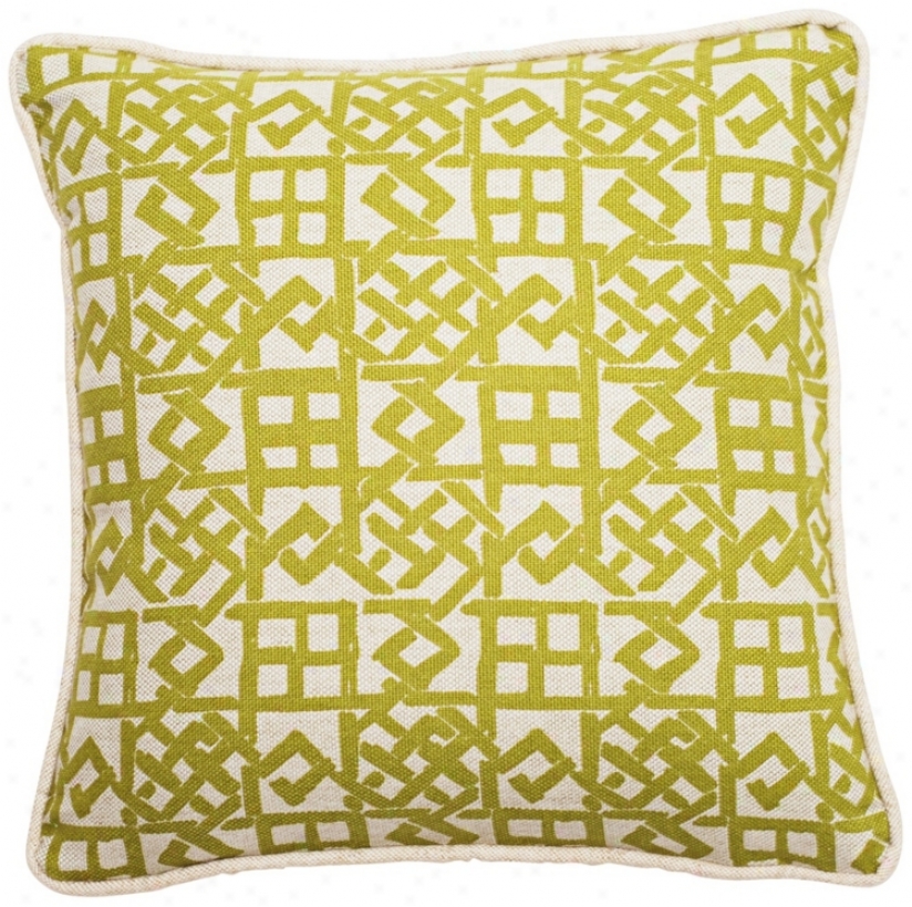 Modern Lattice Green And Essential 18&qiot; Square Throw Pillow (t6209)