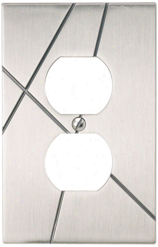 Modernist Brushed Nickel Power Outlet Wall Plate (78745)