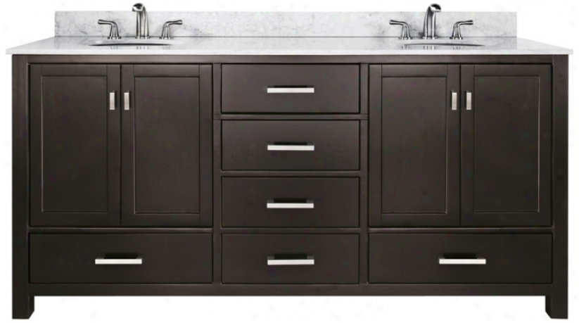 Modero White Marble Top 73" Wide Double-sink Bath Vanity (u0335)