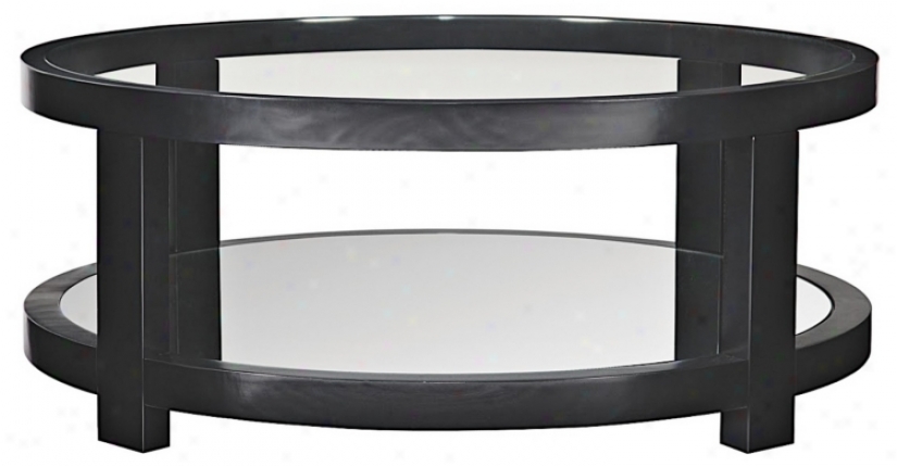 Moe Glass And Mirror Black Round Coffee Table (u4478)