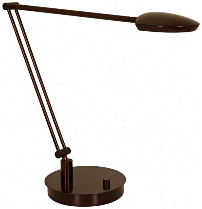 Mondoluz Pelle Angle Bronze Round Base Led Desk Lamp (v1482)