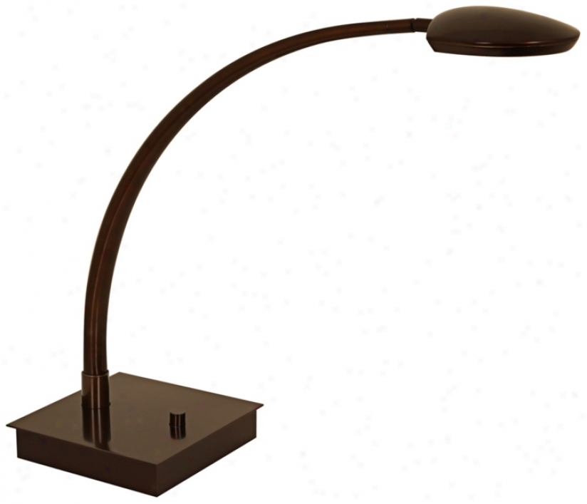 Mondoluz Pelle Curve Bronze Square Base Led Desk Lamp (v1572)