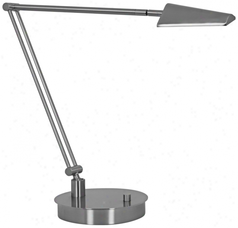 Mondoluz Ronin Angle Platinum Round Base Led Desk Lamp (v1462)
