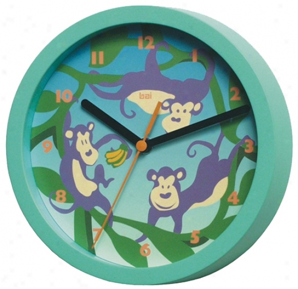 Monkey And Banana 8" Wide Childrens Wall Clkck (p7870)