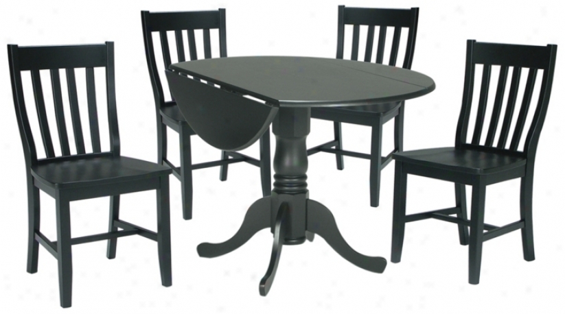 Moss Finish Dual Drop Leaf Table And Chairs Dining Set (u4320)