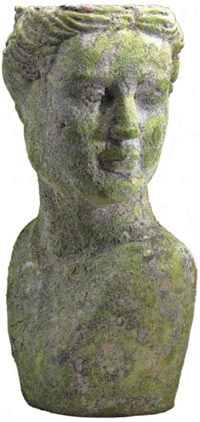 Mossy Bust 19 1/2" High Ceramic Planter (v0933)
