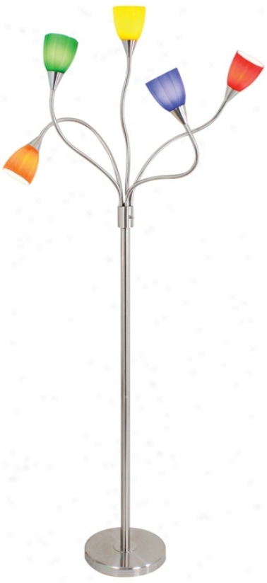 Multi-color Glass 5-arm Floor Lamp (u8860)