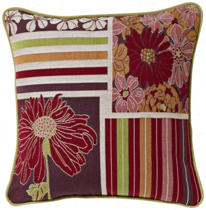 Multi-stripe Daisies 19" Square Pillow (g2880)