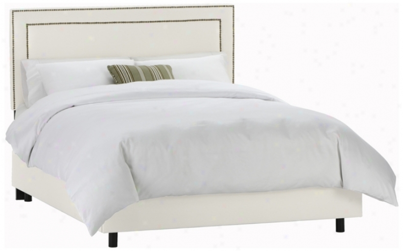 Nail Button Limit Headboard White Twill Bed (full) (n7812)