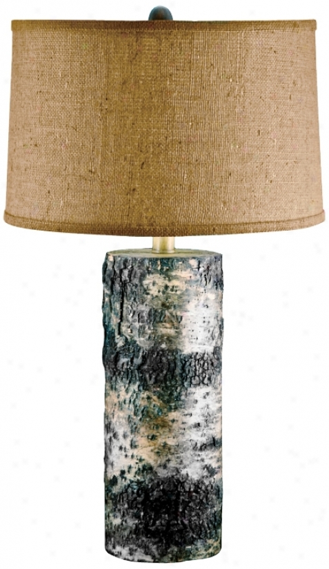 Natural Aspen Birch Bark Table Lamp (v1793)