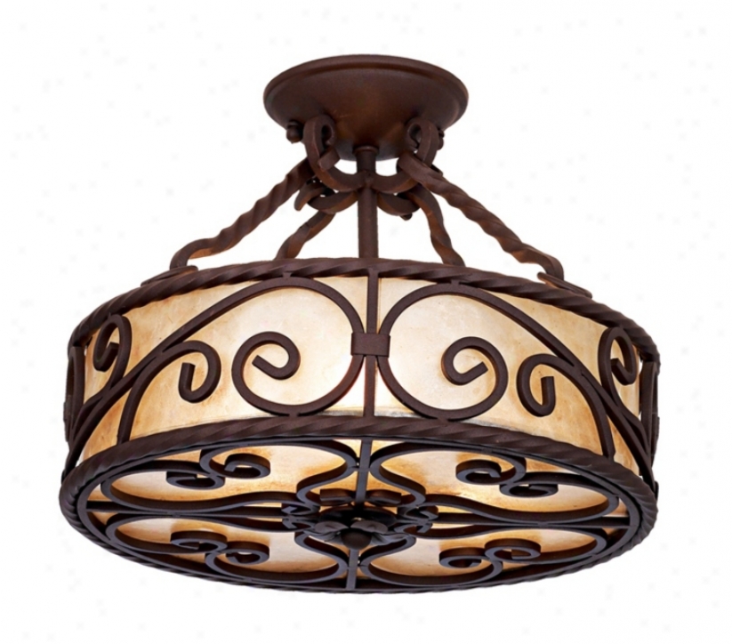 Natural Mica Collection 15" Remote Iron Ceiling Light Fixture (91582)