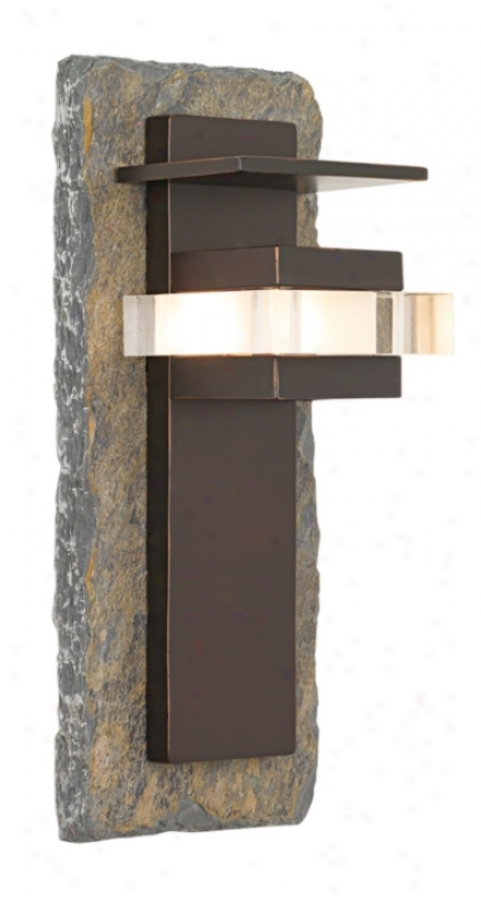 Natural Slate And Bronze 15" High Outdoor Wall Loght (42363)